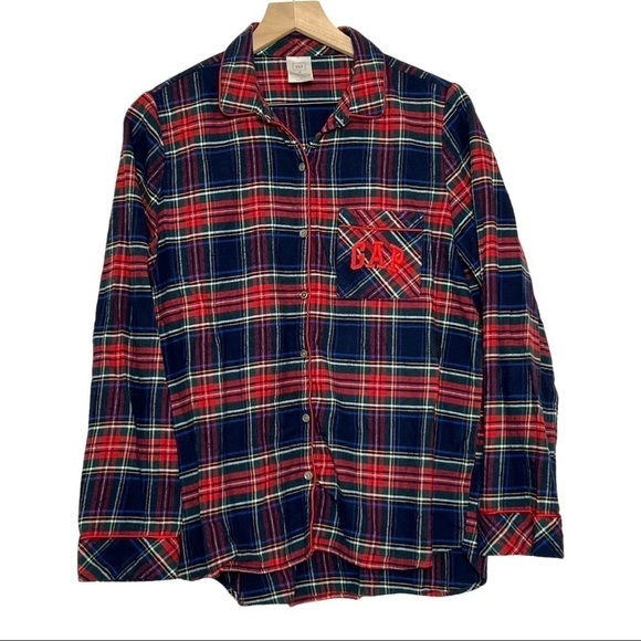 PENDLETON X GAP Plaid Button Down Long Sleeve Monogram Pocket Flannel Shirt M - Picture 2 of 6